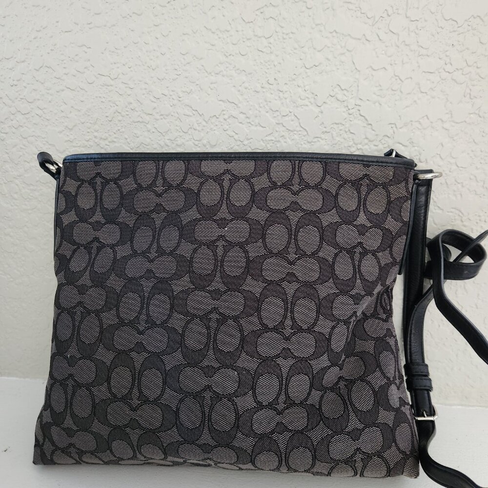 Coach Signature Jacquard Black Filer Crossbody Bag Purse - Picture 2 of 9